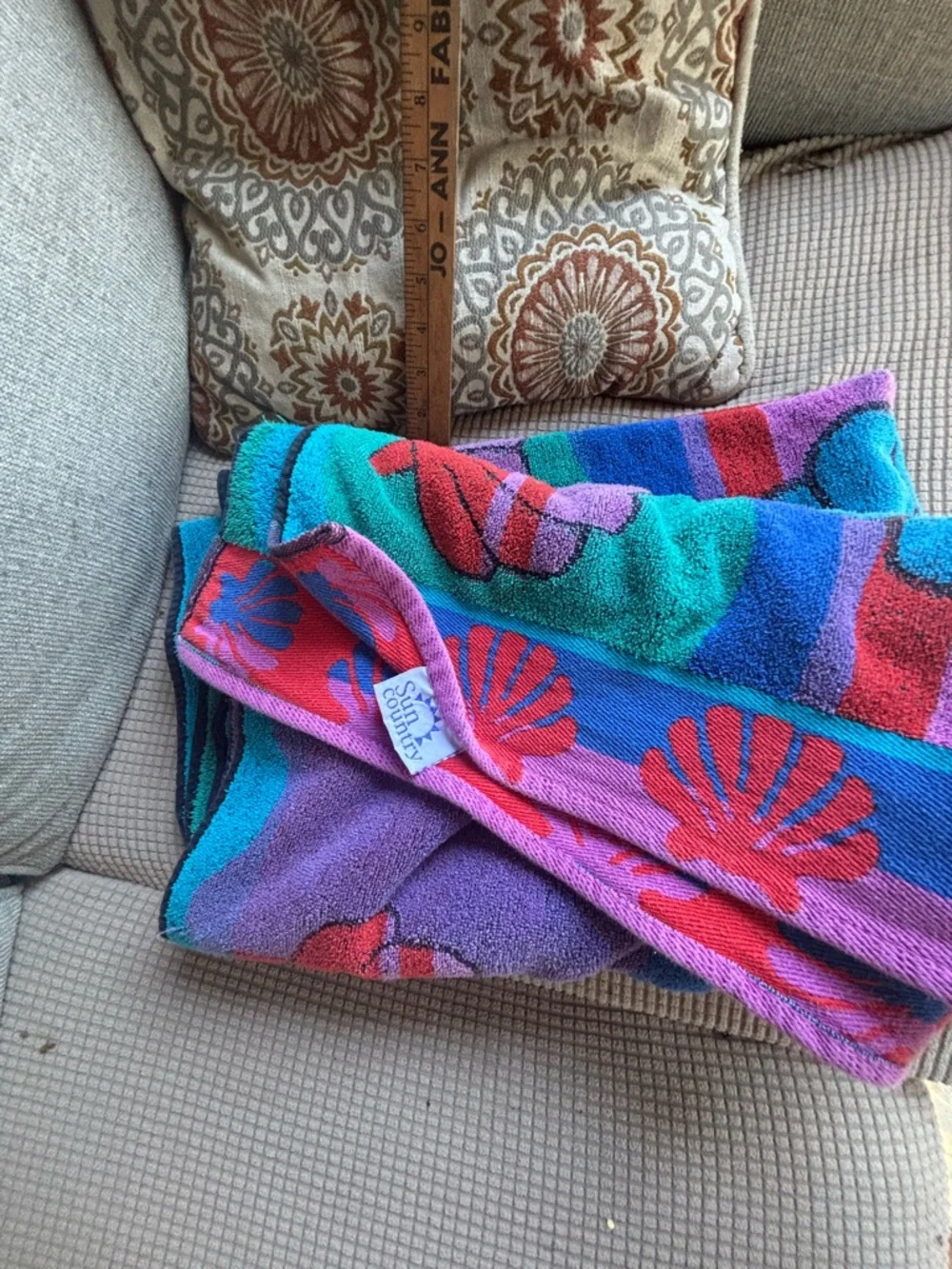 Vintage beach towel sun country retro rainbow seashell towels